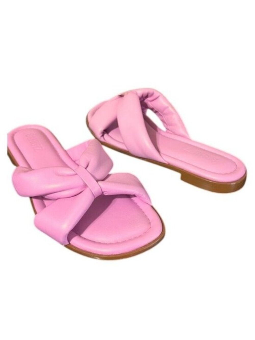 Schutz Fairy Leather Slide Sandals Pink 8